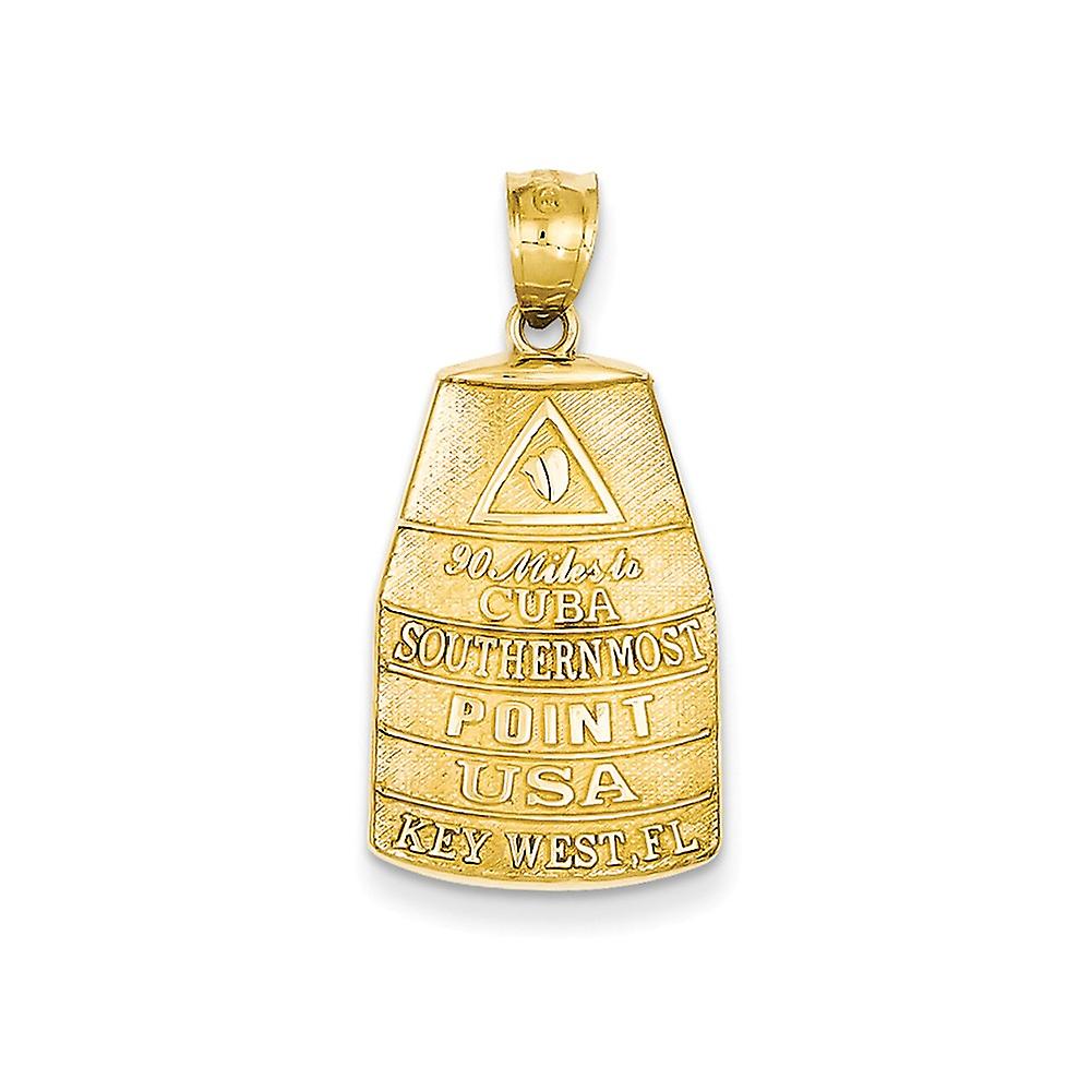 Or jaune 14 carats Poli massif Non graveable Point le plus méridional des États-Unis Key West Pendentif Collier 29x14mm Wide-Pendentif fo