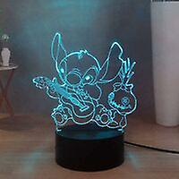 릴로 & 스티치 인형 놀이 기타 Led 침실, 스티치 Usb 터치 원격 4D 데스크 장식 조명, 배터리 전원, 어린이와 T를위한 생일 선물