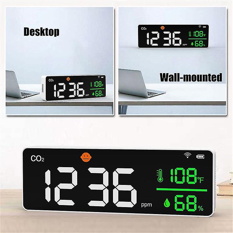 New Wall-mounted Rechargeable Co2 Detector Meter Digital Carbon Dioxide Air Quality Monitor Temperature Humidity Ndir Sensor