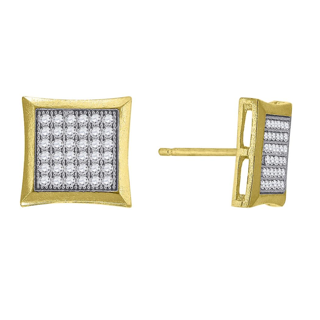 10k Yellow Gold Mens Cubic Zirconia-Cubic-Zirconia Square Stud Earrings 9.9x9.90mm Wide Earring for Men