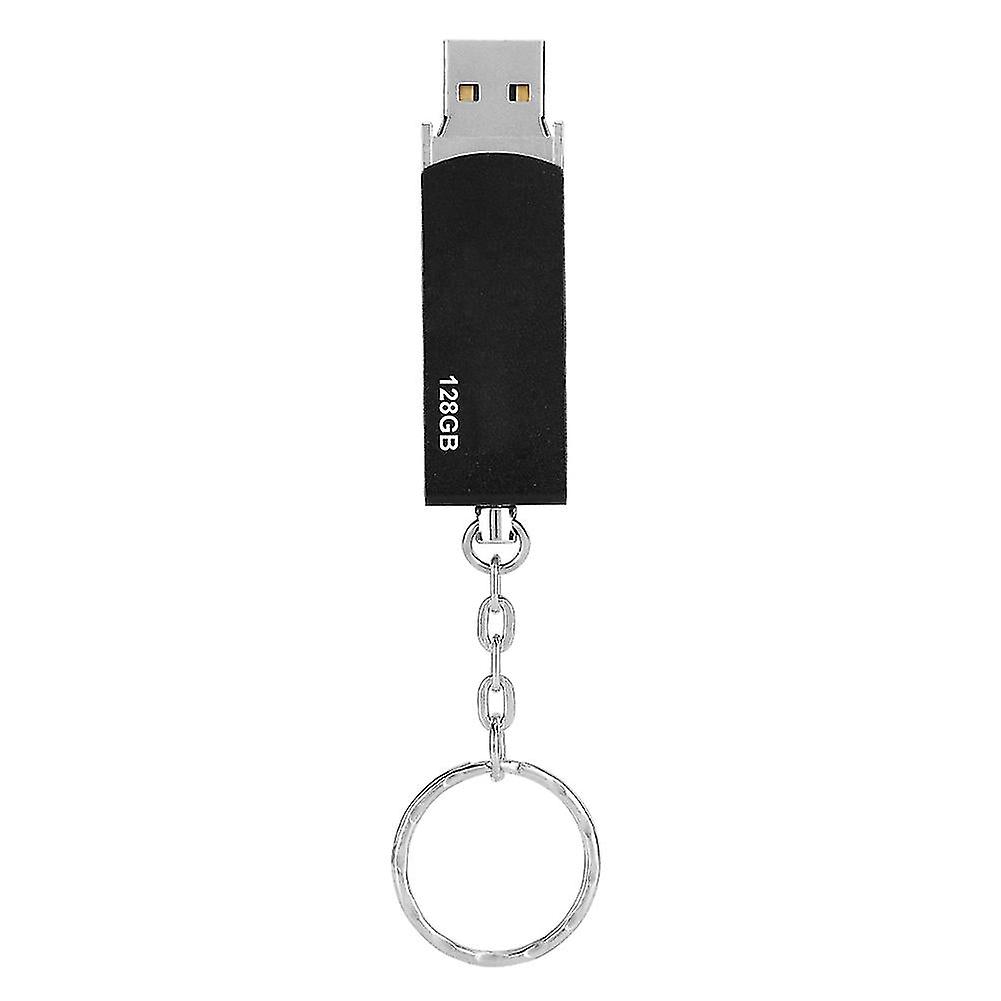 Ultra Thin Waterproof Keychain High Speed Metal Rotating U Disk Black 128g