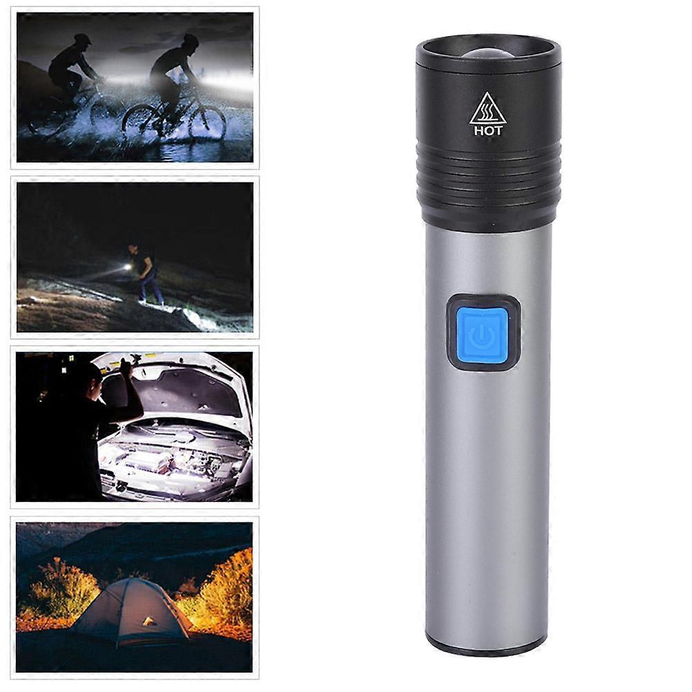 Waterproof Portable USB Rechargeable Adjustable LED Flashlight for Outdoor Camping