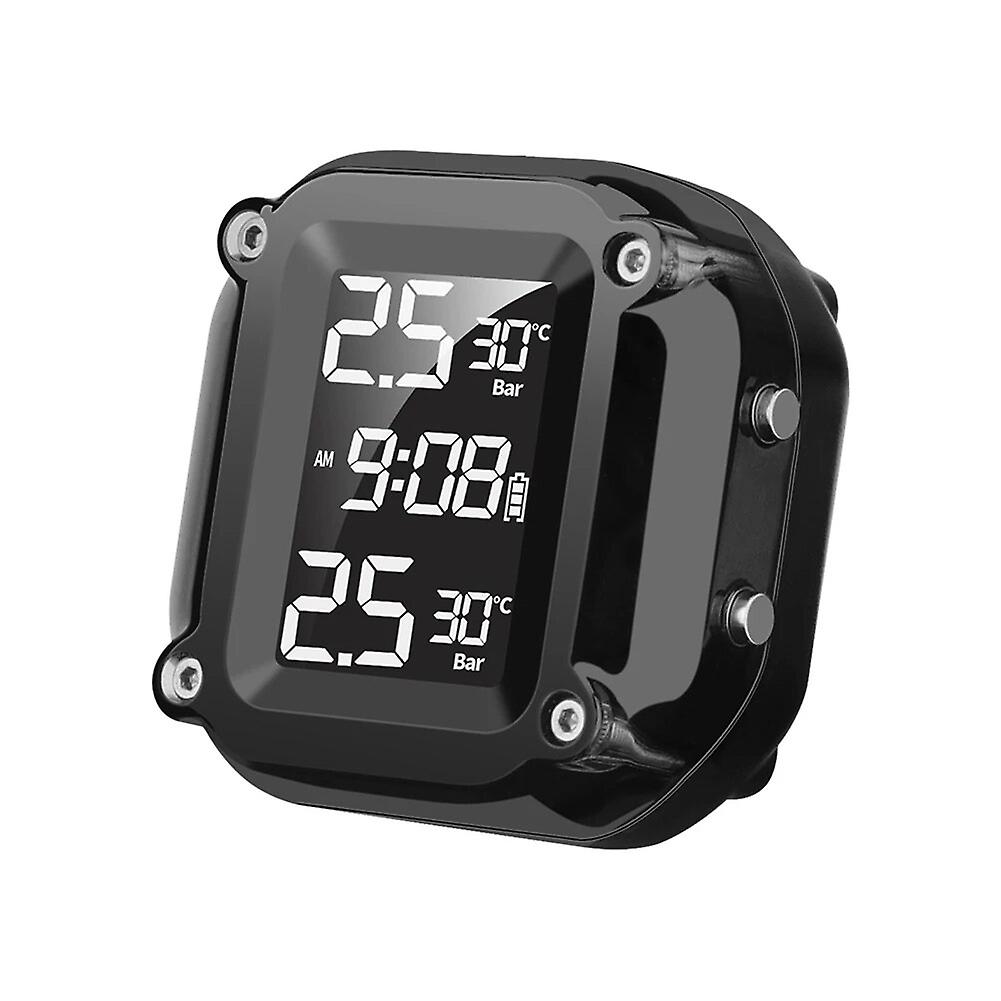 Motorcycle Tpms Wireless Motorbike Tire Tyre Temperature Pressure Monitoring Alarm System With 2 External Sensors Usb Charging