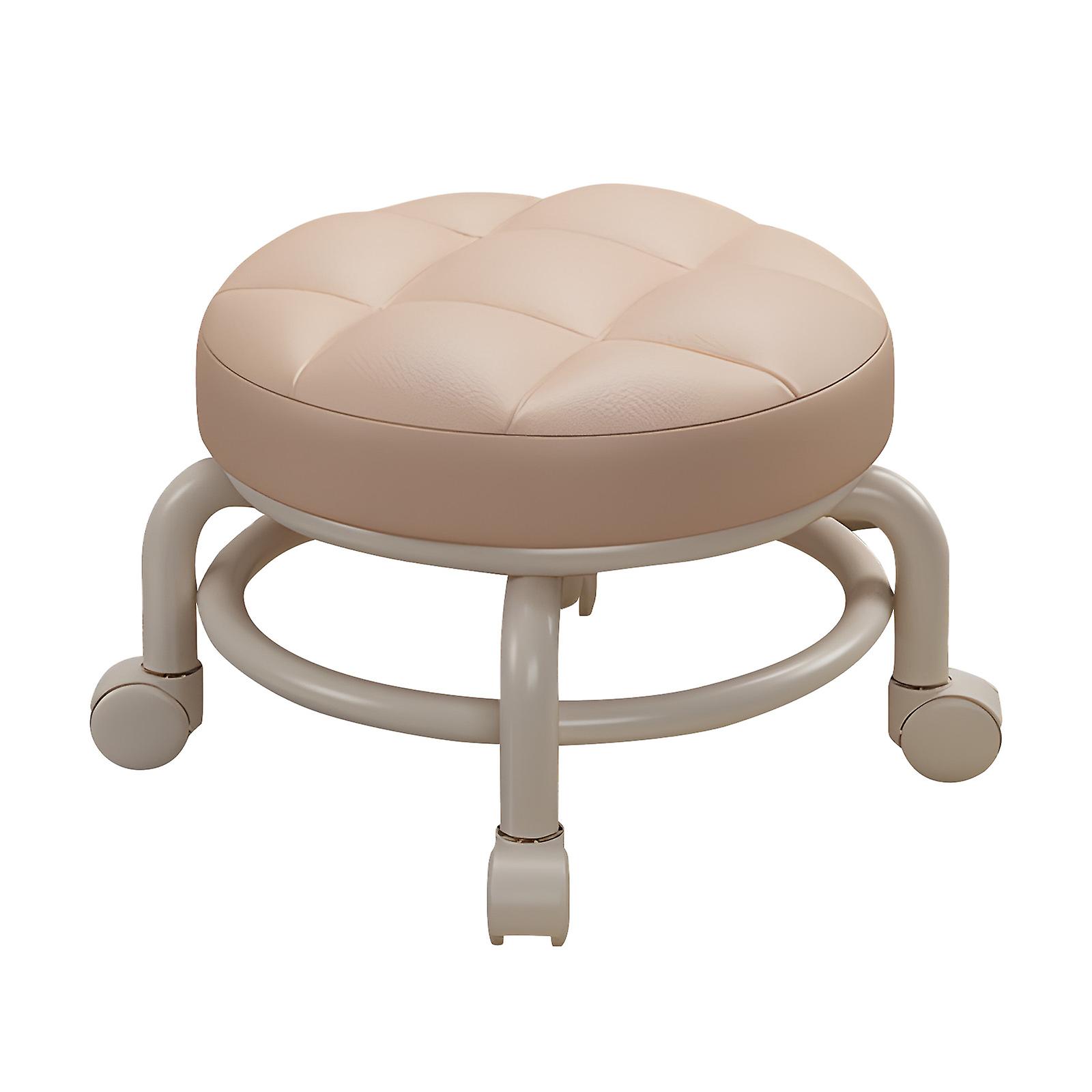 Low Roller Stools With Universal Wheel 360 Degrees Swivel Pu Leather