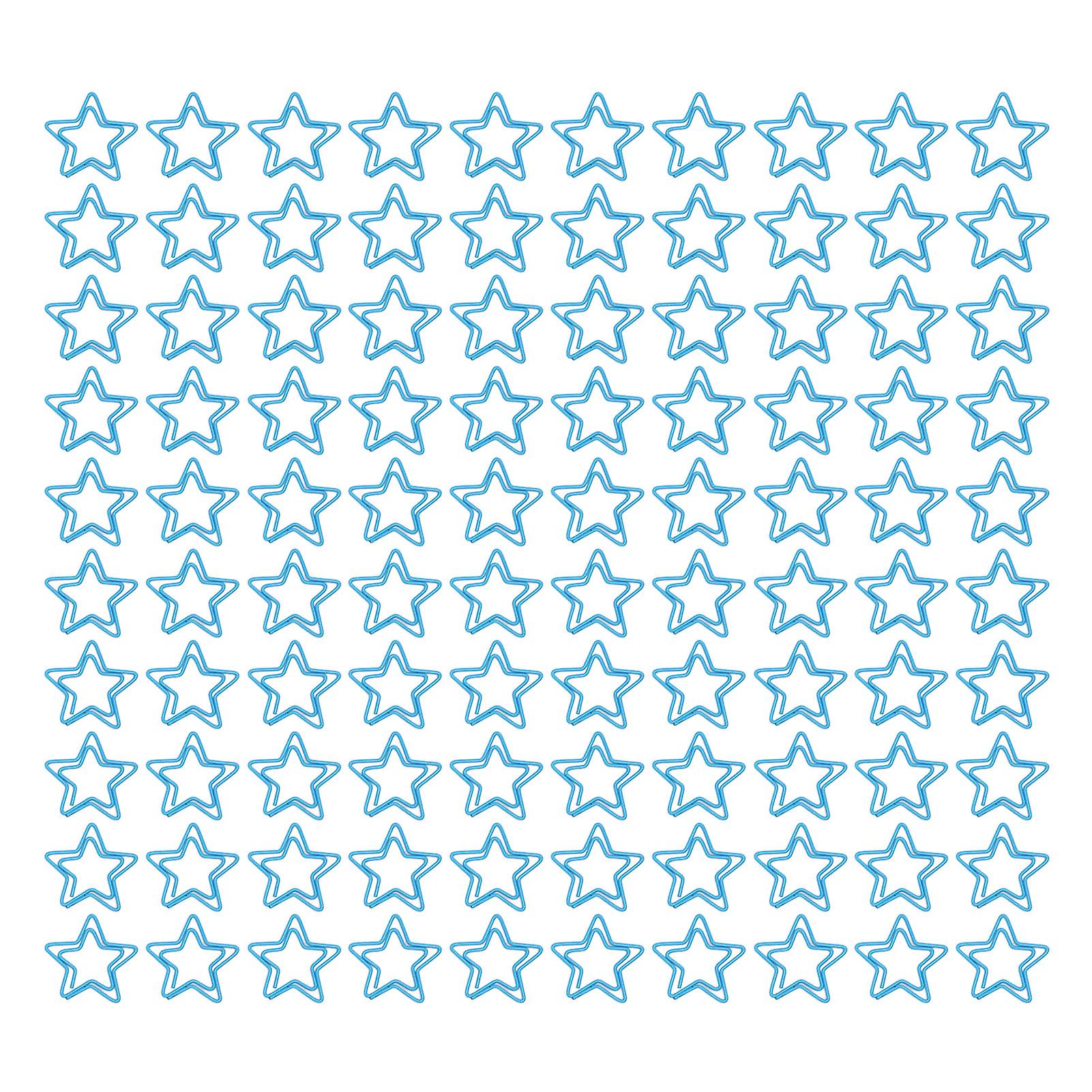 100pcs Blue Star-Shaped Paperclips: Rustproof Practical Metal Office Clips
