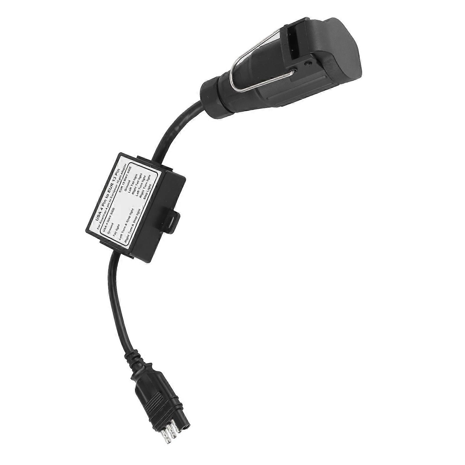 Trailer Connector US 4-Pin Flat Plug to EU 13-Pin Portable Trailer Light Circuit Wiring Converter