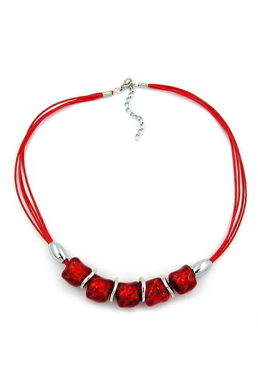 Necklace Stone Bead Red-transparent 50cm - Gl02189