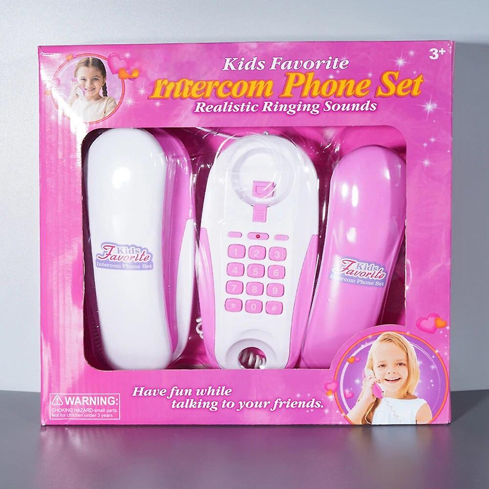Twin Phone Wired Intercom Set for Kids Telephone Set with 2 Telephones Ringing Sound Talk to Each Other Children Interactive Toy