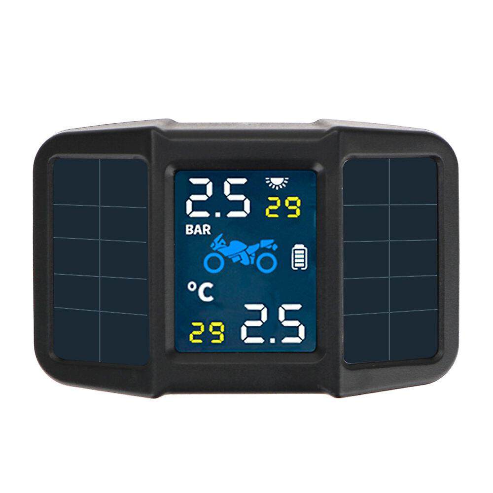 Motorcycle Tpms Tyre Pressure Monitor Lcd Display Temperature Monitoring Alarm System Usb Charging Motor