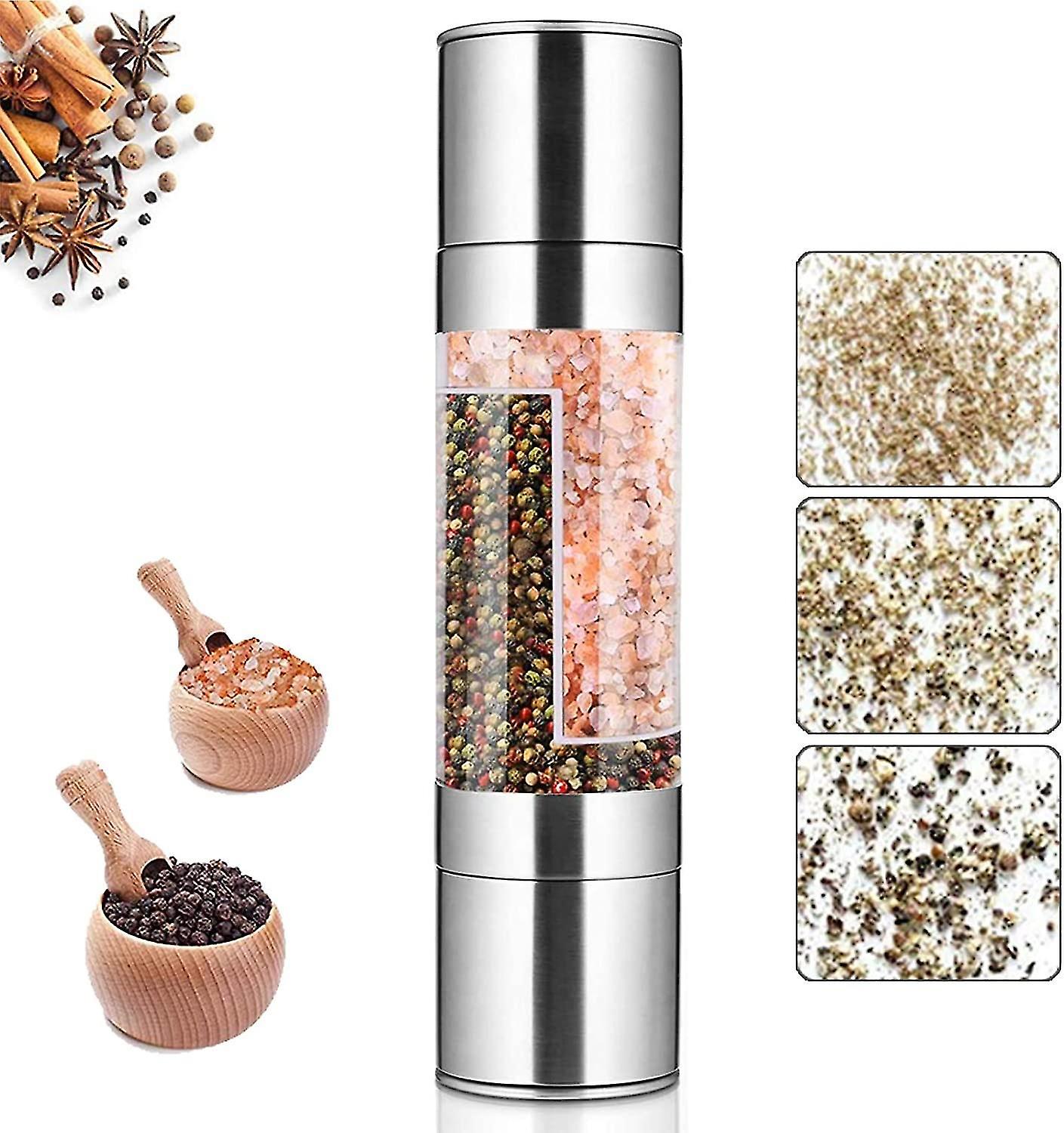 2-in-1 Stainless Steel Pepper Mill with Adjustable Ceramic Core