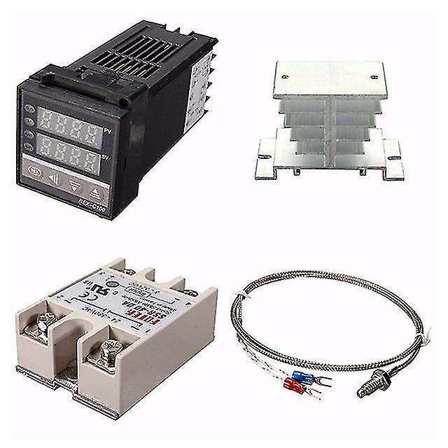 Digital 220v Pid Rex-c100 Temperature Controller + Max.40a Ssr + K Thermocouple, Pid Controller Set + Heat Sink