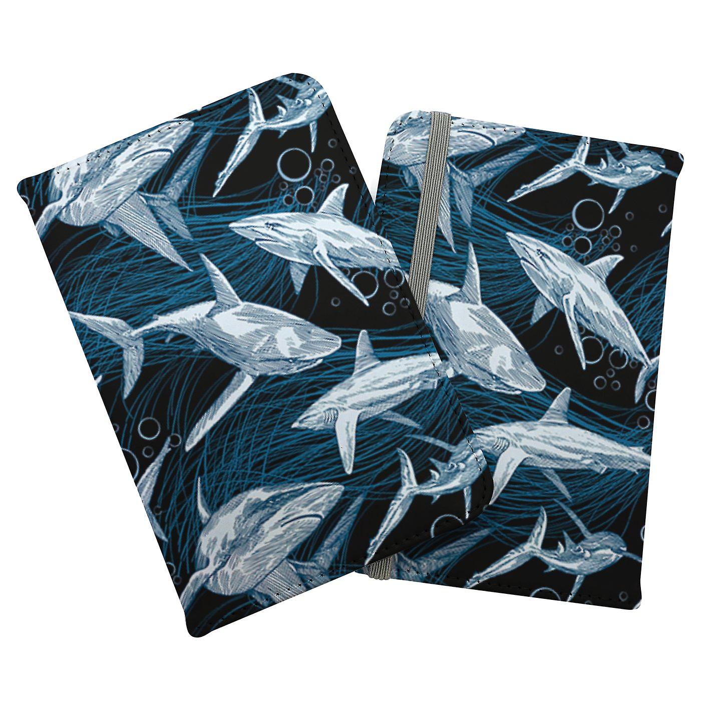 Hand Drawn Shark Pattern Passport Cover