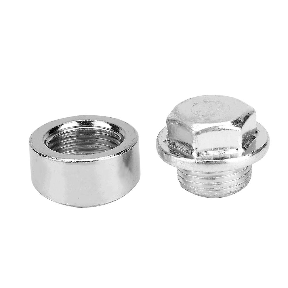 M18*1.5mm O2 Oxygen Sensor Pre-Curved Notched Nut Weld Bung Nut + Zinc Plated Plug
