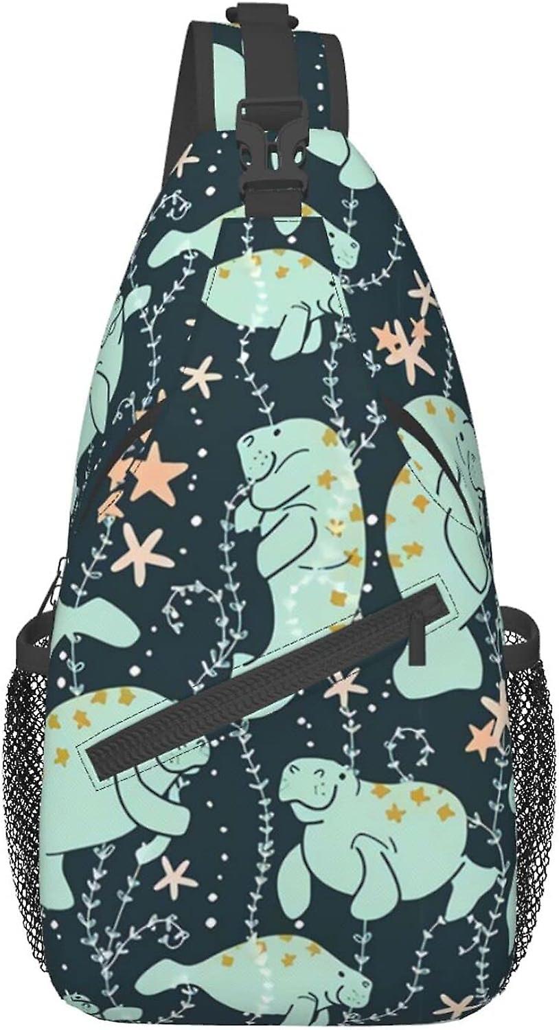 AI01900 δελφίνια ηλιοβασιλέματος τυπωμένα Sling Bag, Σακίδιο ώμου Πακέτο στήθους Causal Crossbody Daypack για γυναίκες Άνδρες Πεζοπορία Ταξίδια