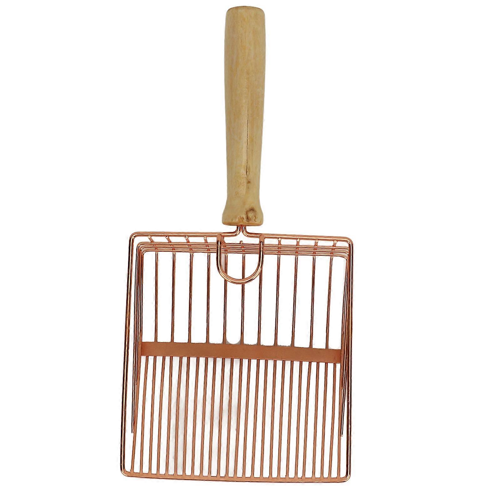Cat Litter Scoop with Long Solid Wood Handle & Sturdy Metal Hook