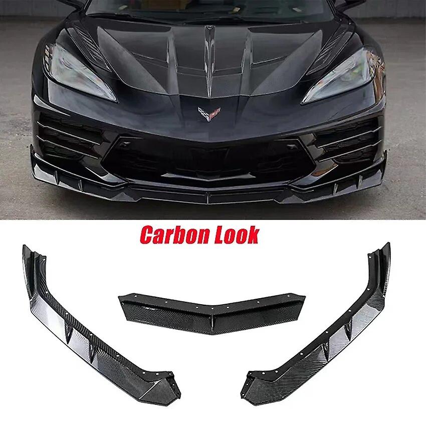 Für Chevrolet Corvette C8 Z51 2020 2021 2022 2023+ Auto Frontstoßstange Lippe Spoilerabdeckung Verkleidung glänzend schwarz Exterieur Modifikation