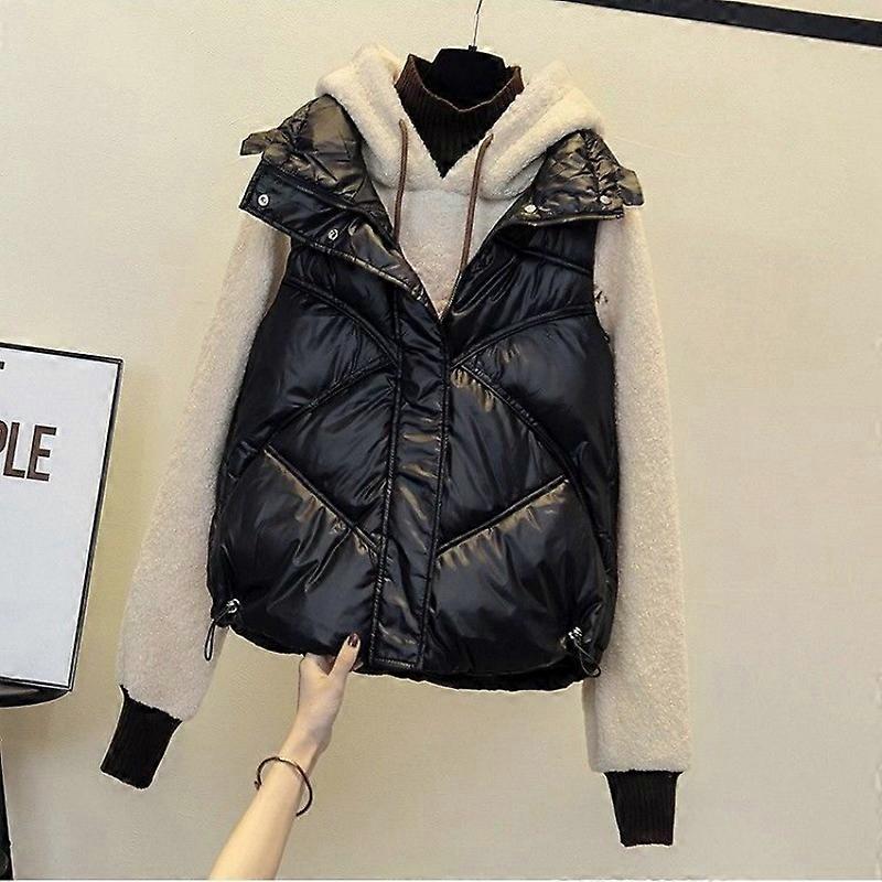 Ladies Warm Quilted Vest Black White