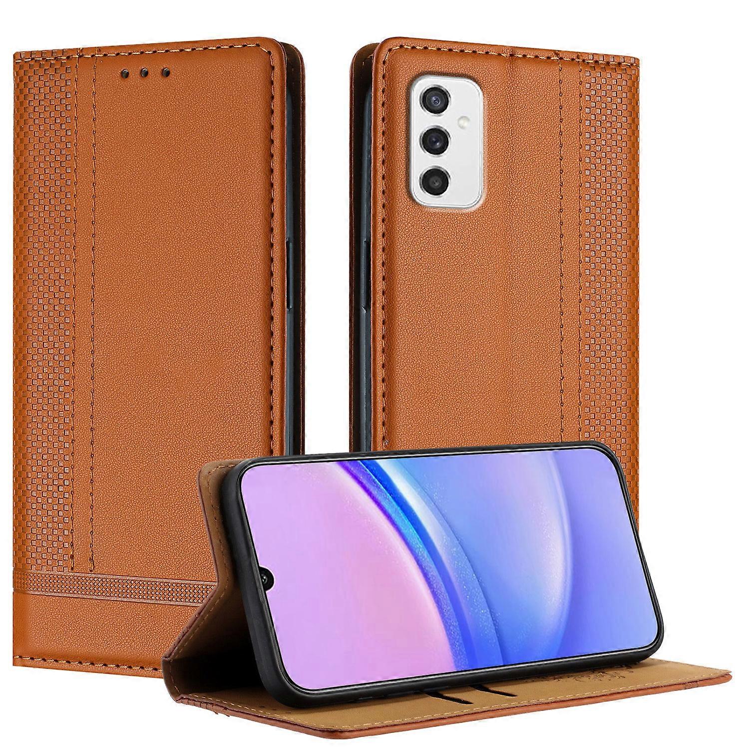 Case For Samsung Galaxy M52 5G, Vintage Stitch Leather Wallet Case Card Slot Kickstand Magnetic Closure Shockproof Flip Folio Case Cover