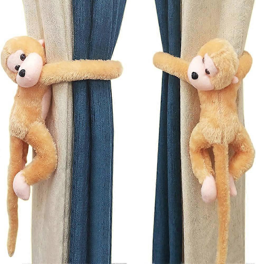 Set of 2 Cute Curtain Tiebacks for Kids Room Curtain Hooks Monkey Plush Toy Curtain Buckle Window Decoration Accessories Curtains Tiebacks Rope Curtai