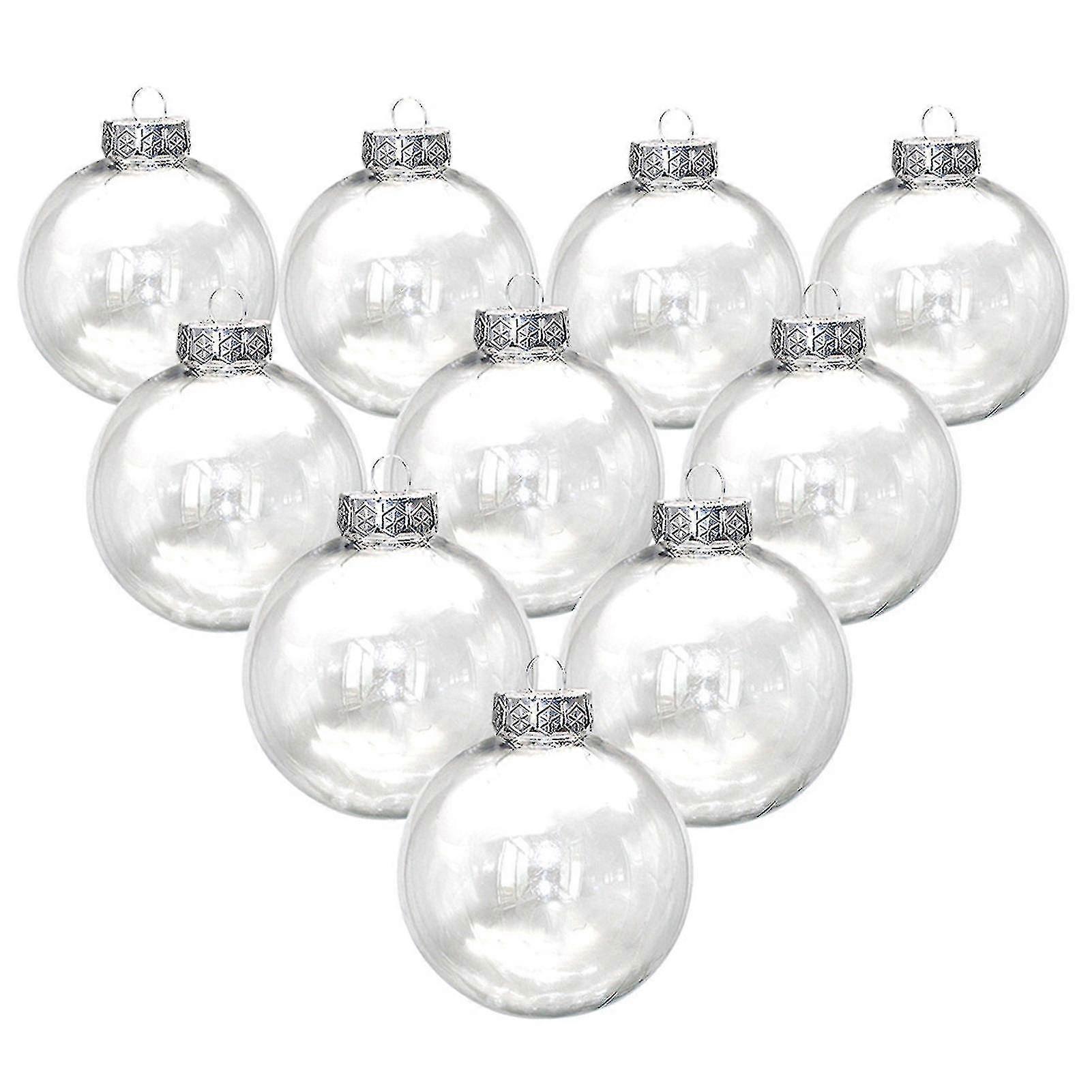 10pcs Transparent Christmas Balls Hollow Plastic Glossy Diy Empty Baubles For Party