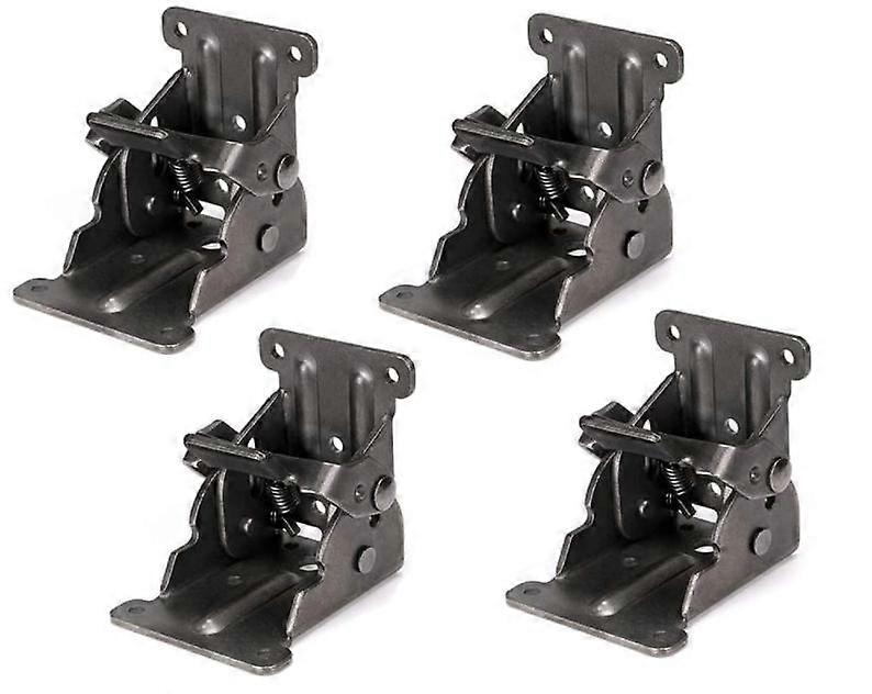 4pcs 90 Self-locking Folding Hinges, Folding Bracket, Steel Plate Folding Shelf Bracket for Work Table Lockable Extendable Table Edition