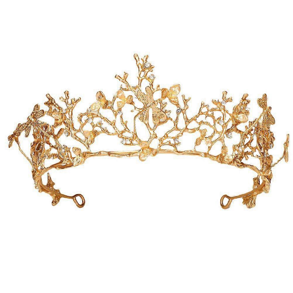 Simple Alloy Rhinestone Bridal Headdress Golden Crown