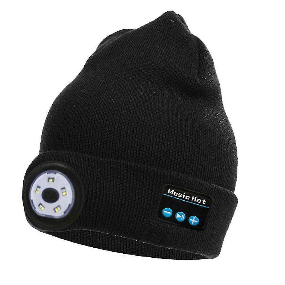 Wireless Bluetooth Led Light Knitted Beanie Hat Music Speaker With Mic