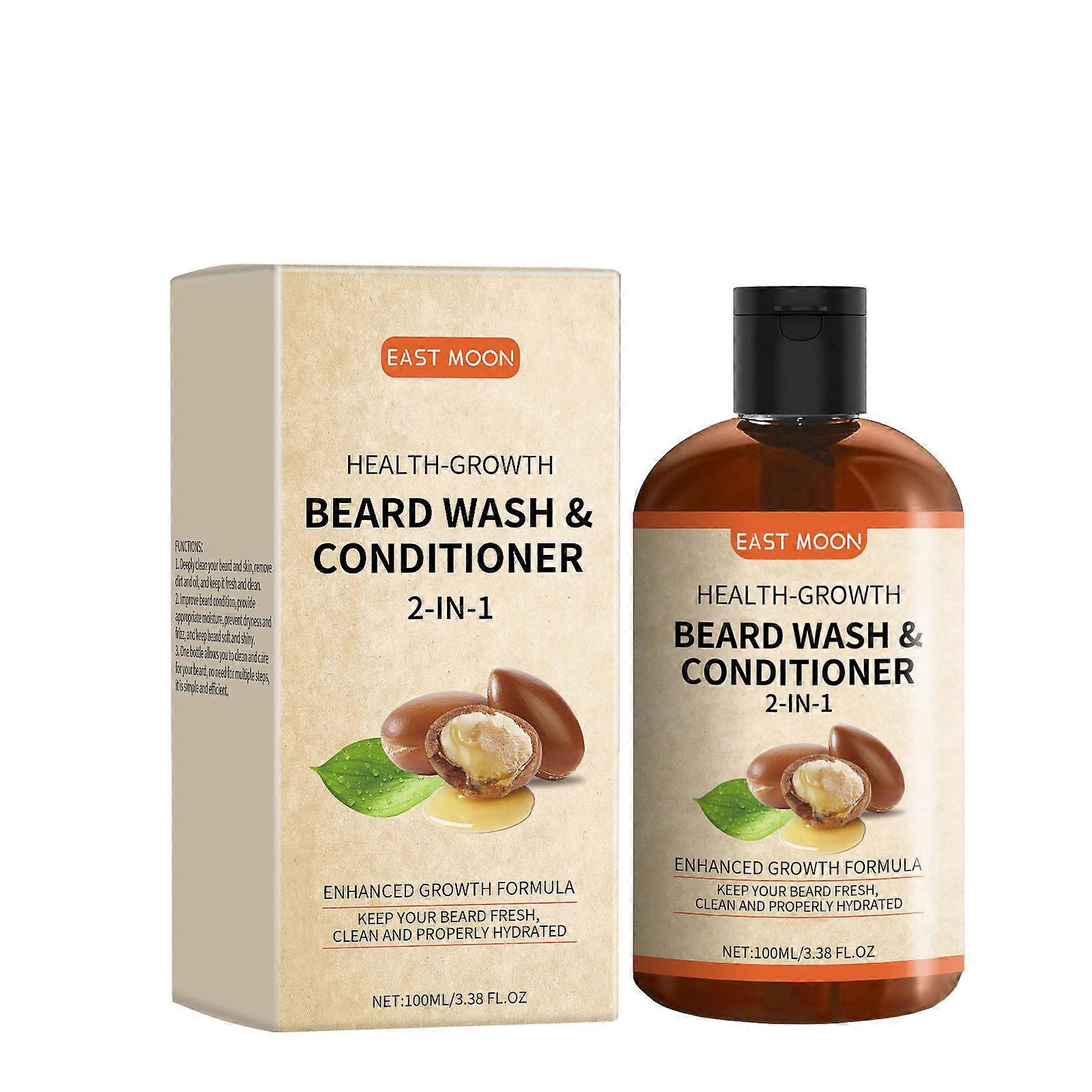 EAST MOON 2-in-1 Beard Hair Conditioner for Men, Gentle Cleansing and Nourishing for Beards