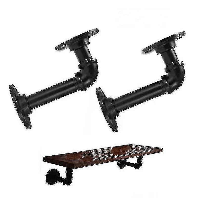 أقواس رفوف الأنابيب الصناعية ل 8 10 12 بوصة أرفف ، أسود معدني على شكل حرف L أنبوب عائم قوس الرف - ريفي مزرعة خمر نمط الثقيلة