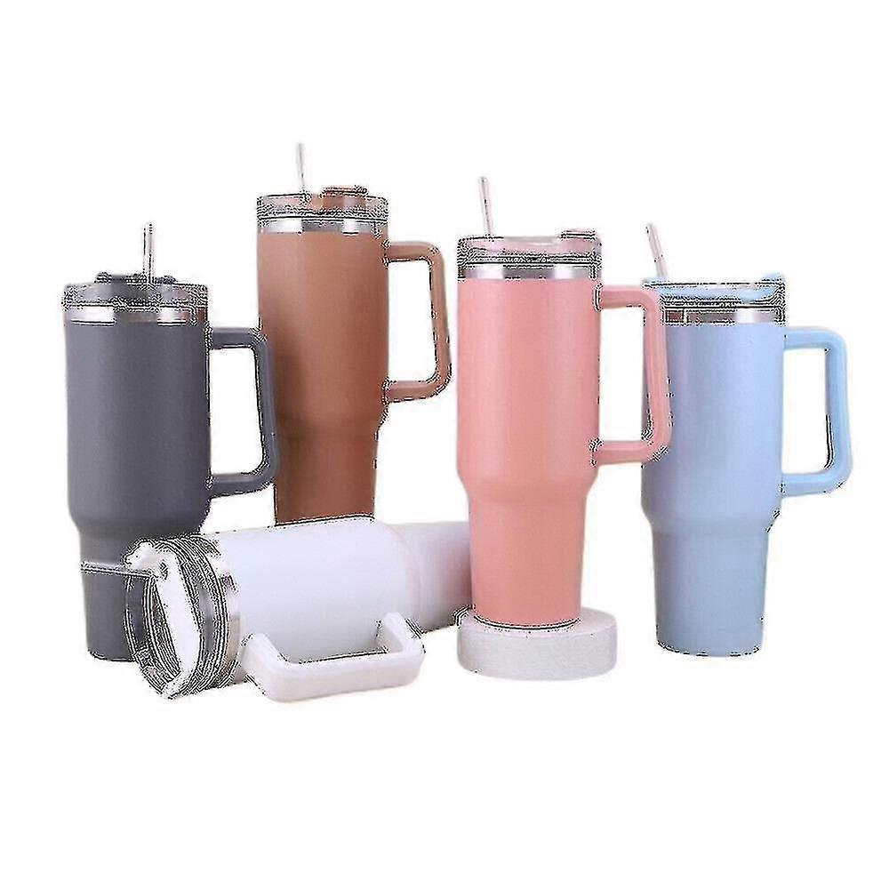 40 Oz Tumbler Straw Lid Insulated Stainless Steel Water Bottle Coffee Mug Travel