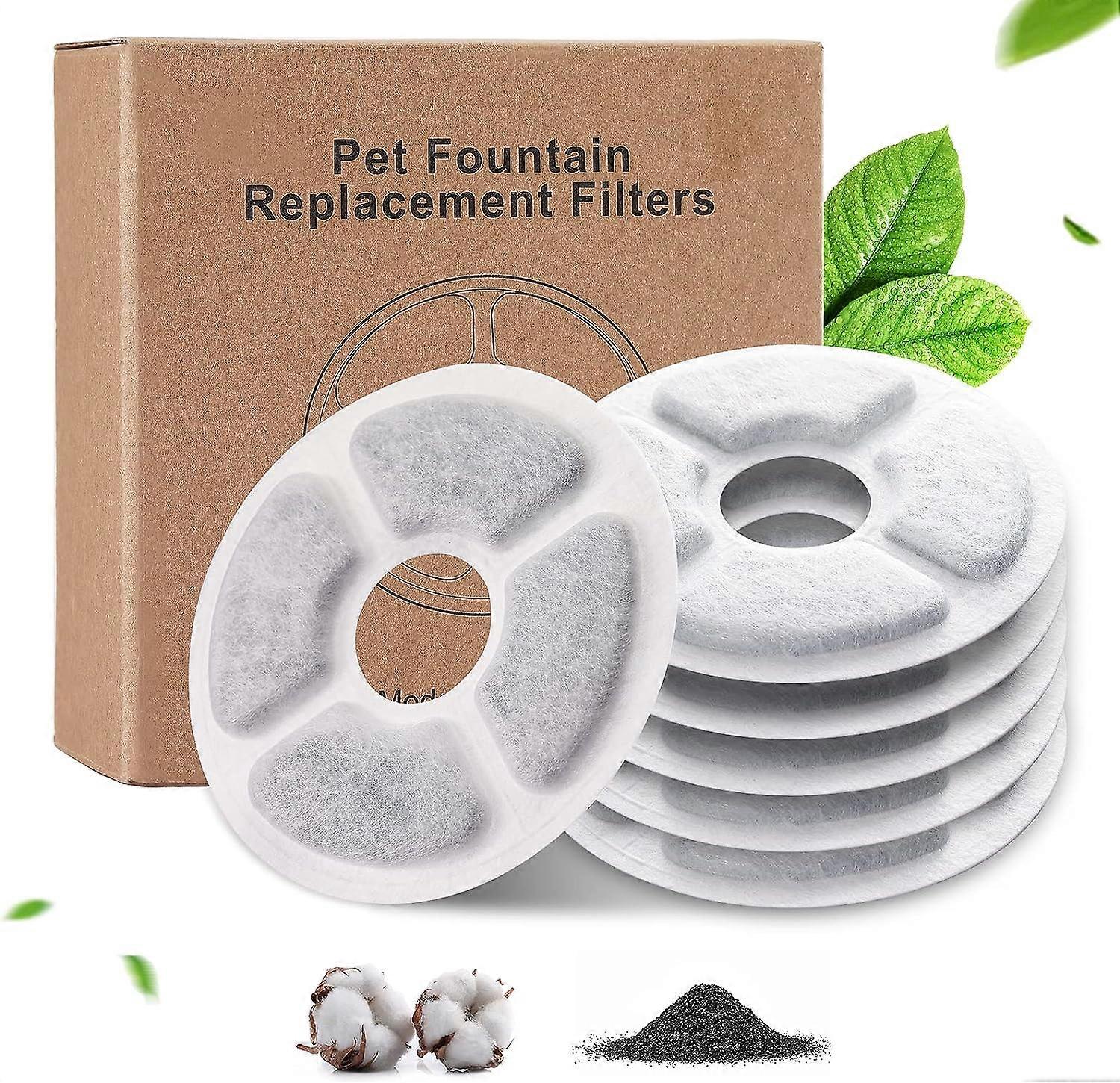 Eecoo 6 Filters Cat Water Fountain, Cat Fountain Water Filter Replacement Filter, Activated Carbon Replacement Filter For Cat Fountains Flower 2-2.5L,