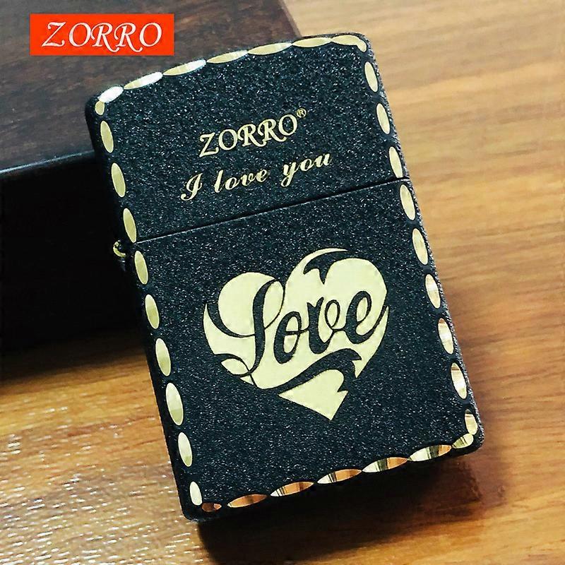 Zoro Brass Kerosene Windproof Lighter Personality Creative Black Sand Side Lighter Classic Kerosene Machine