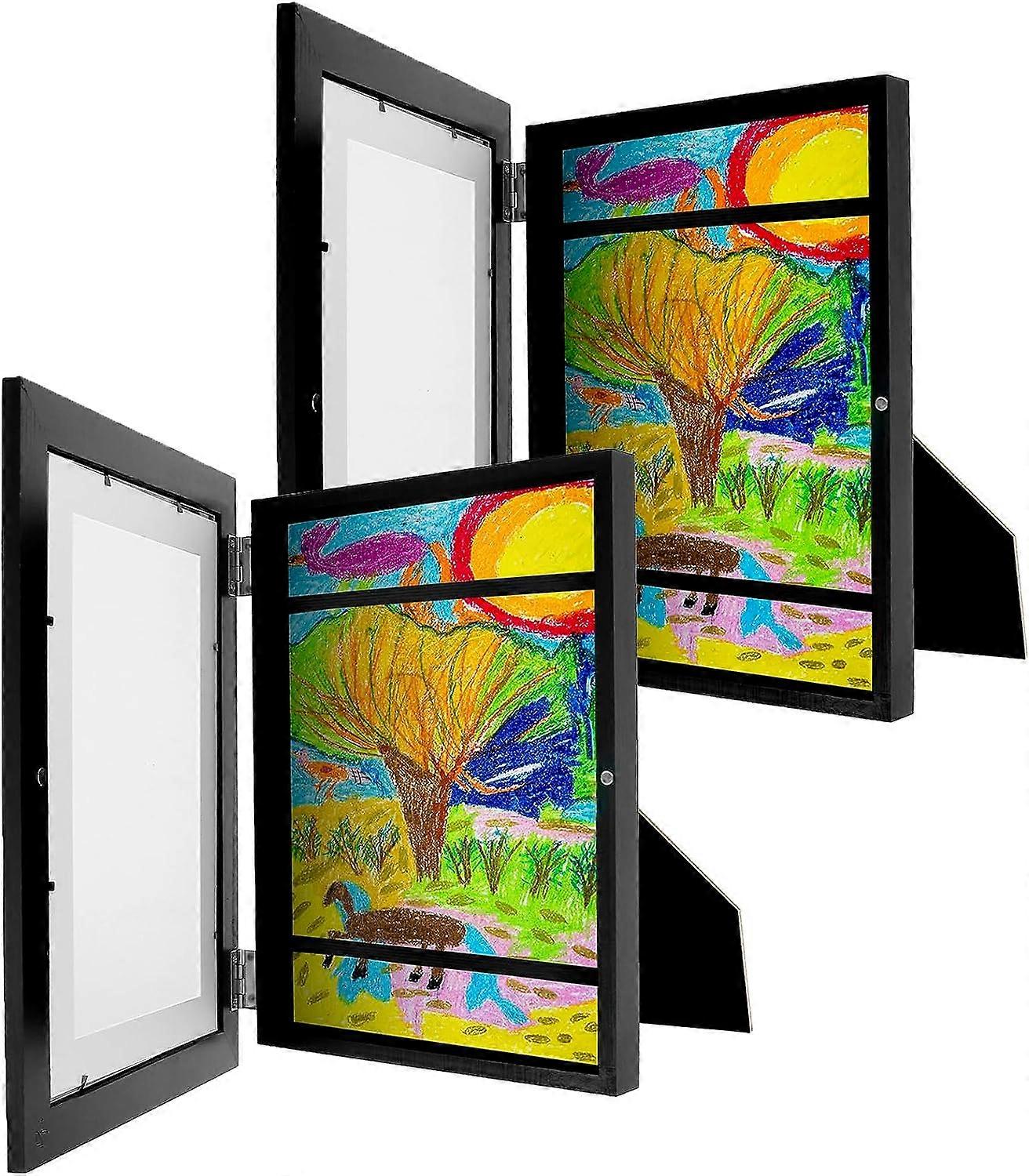 Kids Art Frame A4 Photo Frames with d Kids Artwork Display Frame for 150 A4 Pictures and Vertical Picture Display for Kids Crafts ing(black)