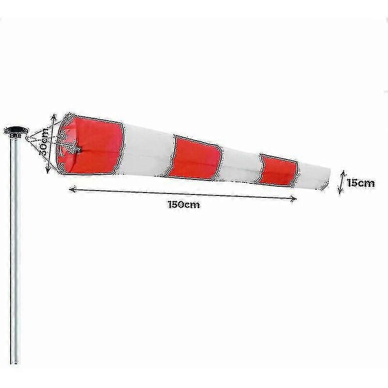 Outdoor Windsock, Wind Direction Indicator In Red And White 150x30x15cm. Suspension Swivel, Weatherproof, Wind Direction Indicator - HHWW