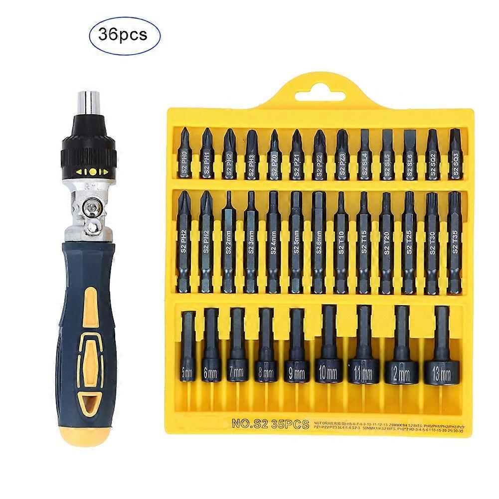 36Pcs Ratchet Wrench Socket Set Hex Screwdriver Removal Installation Tools Kit