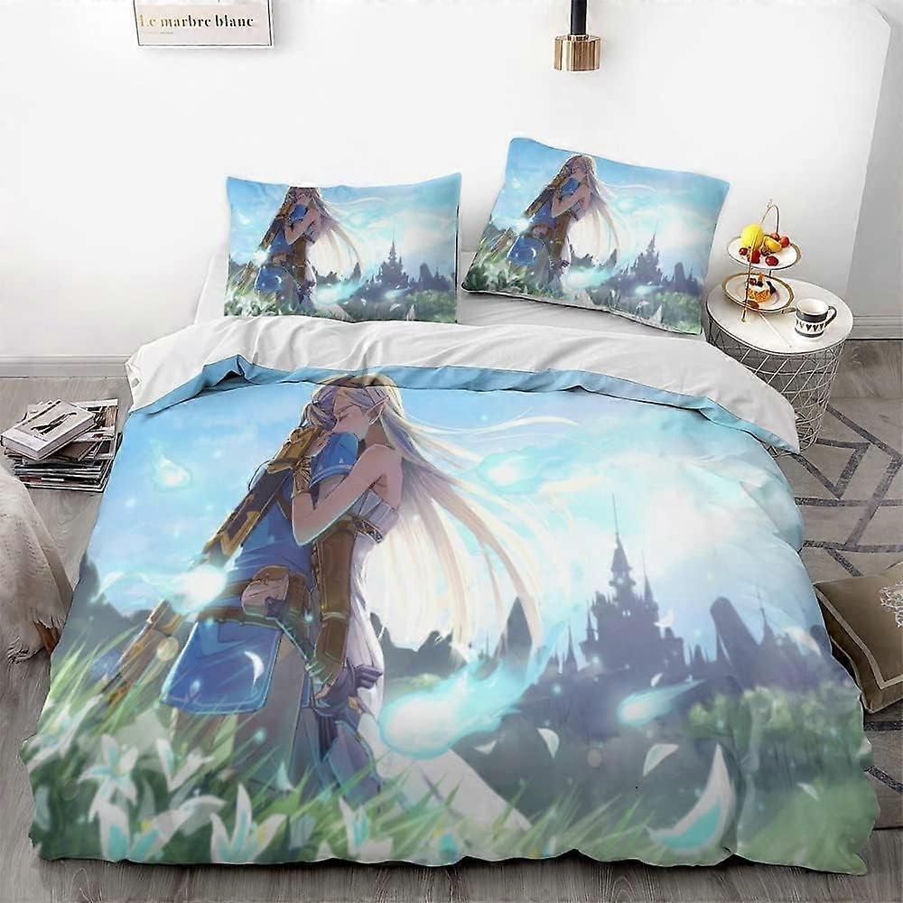i678 The Legend of Zeld-a Jogo Capa de Edredão Conjunto 3D Capa de Edredom 3 Pcs (1 Capa de Edredão + 2 Fronhas) Conjunto de Cama jm678