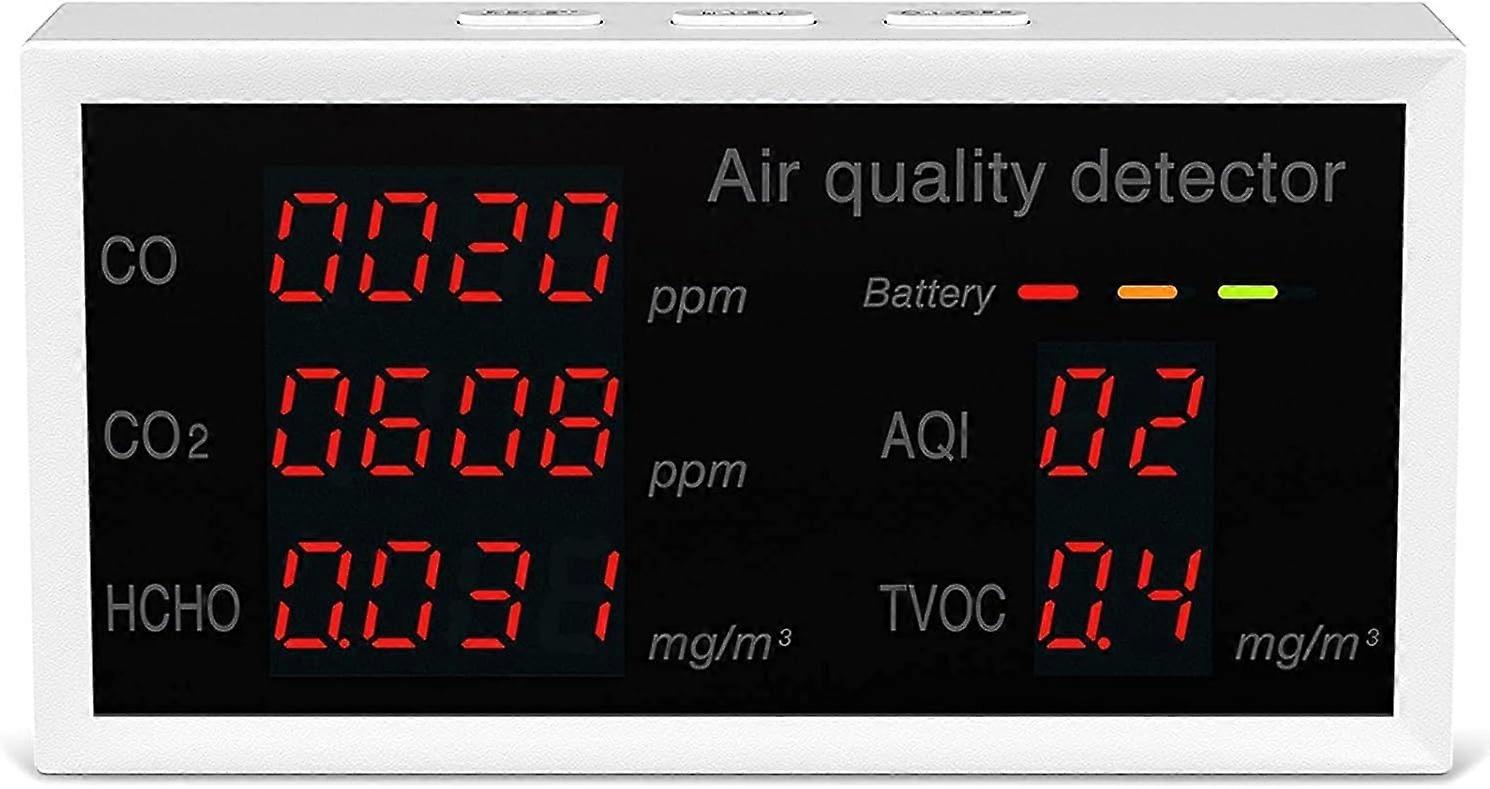 CO2 Detector Air Quality CO/CO2/HCHO/TVOC/AQI Detector Temperature Humidity Tester Black,2024 Ping