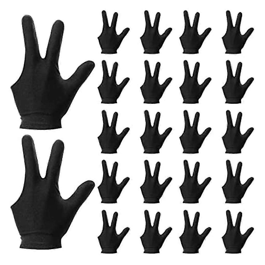 22 Pieces 3 Finger Cue Shooter Pool Gloves Compatible With Women&men,black