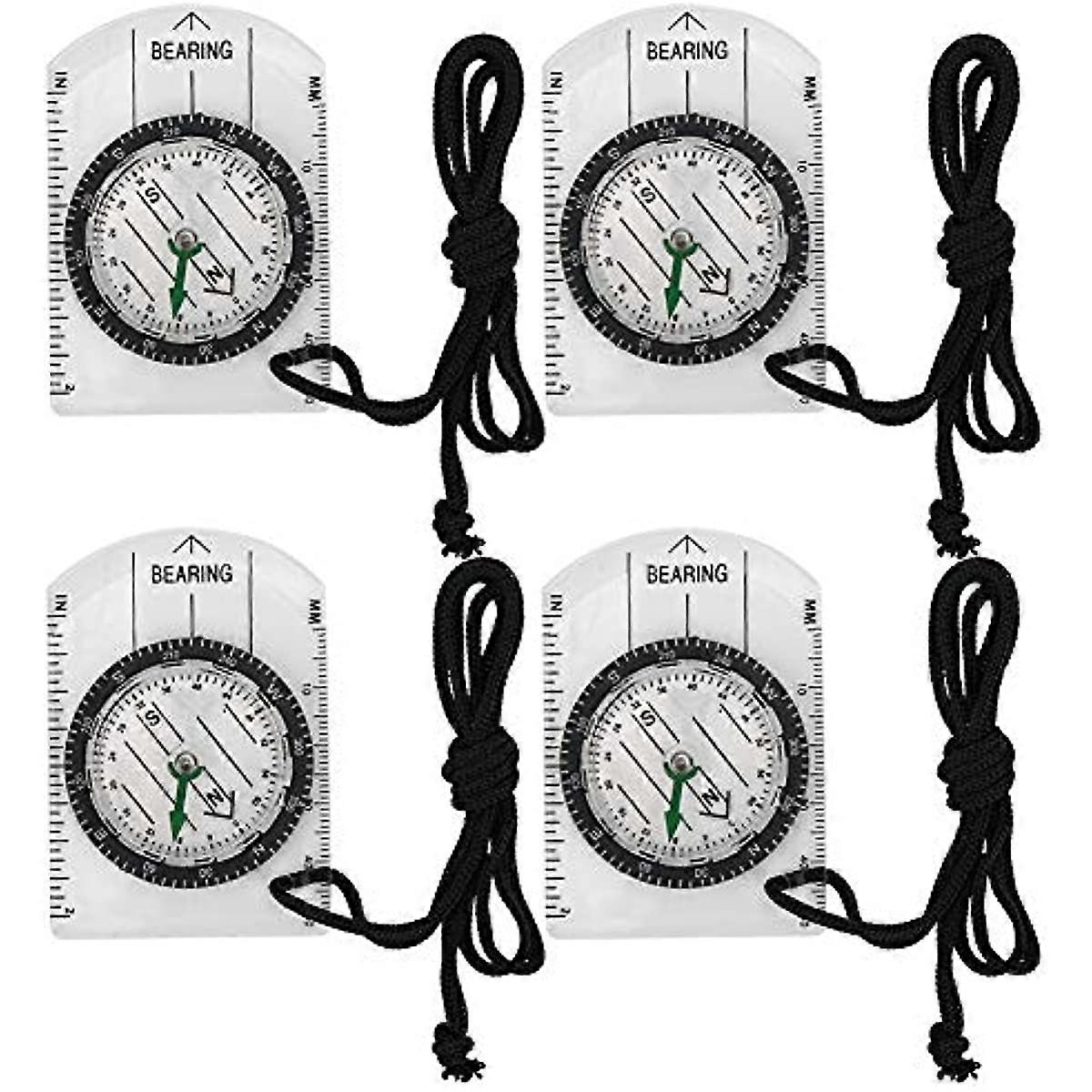 RiToEasysports 4Pcs Compass Map Professional Map Scale Compass for Navigates Orientates Positions Outdoor Equipment Accessory
