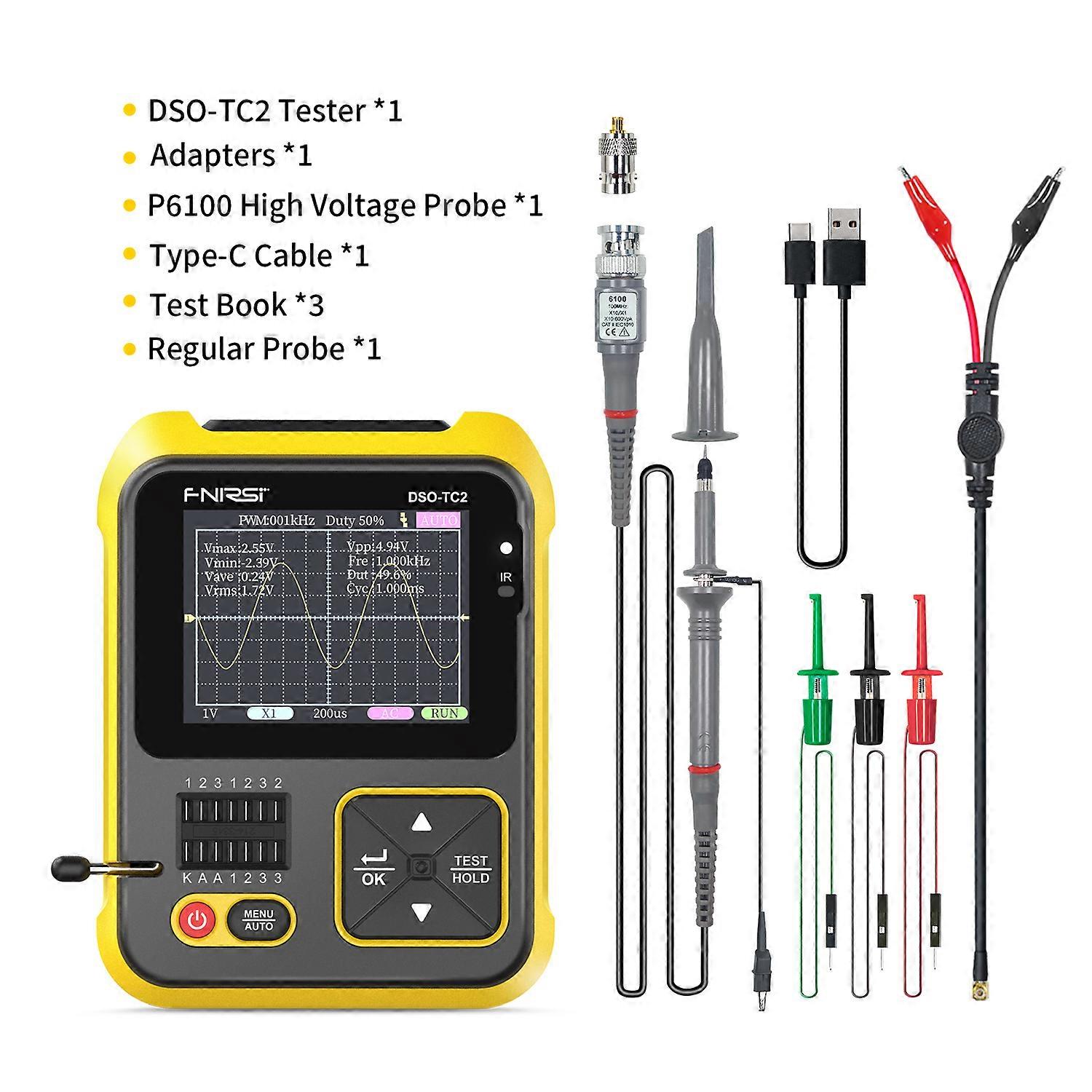 DSO-TC2 Handheld Digital Oscilloscope Transistor Tester 2-in-1 Support Diode Capacitance Voltage LCR Detect PWM Out