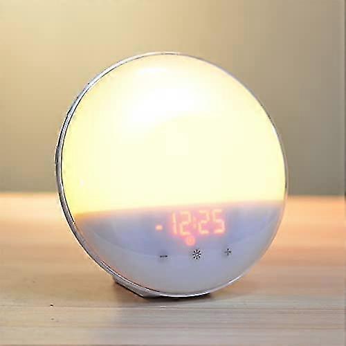 Wake Up Light Alarm Clock With Sunrise And Sunset Simulation, Bedside Night Light, 20 Levels Brightness/fm Radio/snooze Function/7 Colors Ambient Ligh
