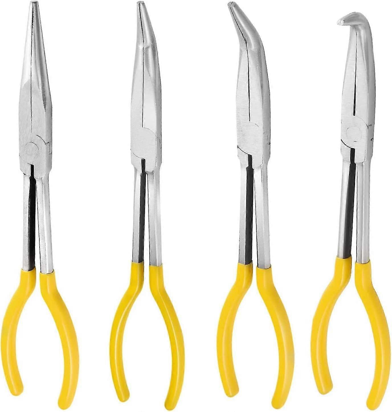 4p 11" Straight Bent Soft Handle Long Nose Pliers Include 0 25 45 90 Curved Pliers For Diy And Home Use/YY