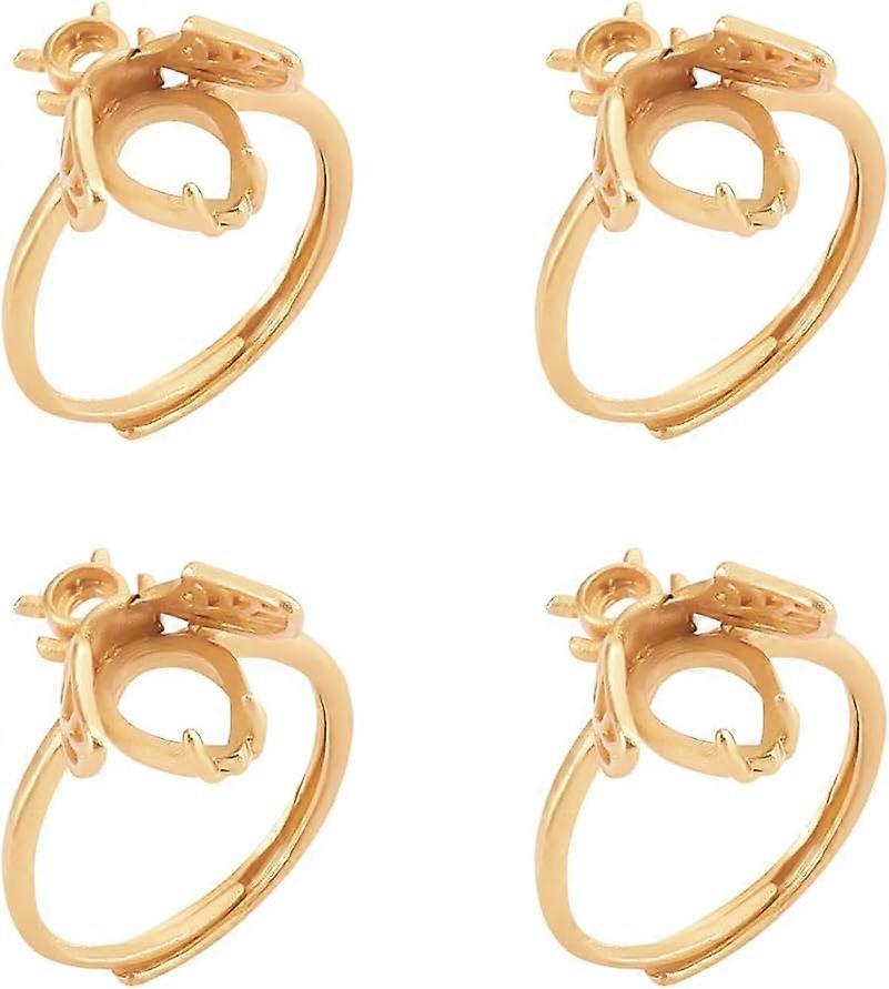 4 Pcs Claw Ring Blanks 15.9mm Adjustable Brass Ring Blanks Rhinestone Pad Ring Base Settings Matte Gold Penguin Shape Tray Ring Components for DIY Rin