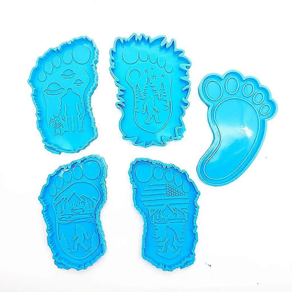 5 Stück Silikonharzformen Harzbecherschale Form Untersetzerformen Fuß geformt