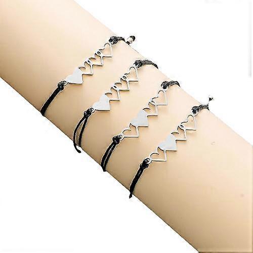4 Pcs Heart-Shaped Bracelets For Women's
