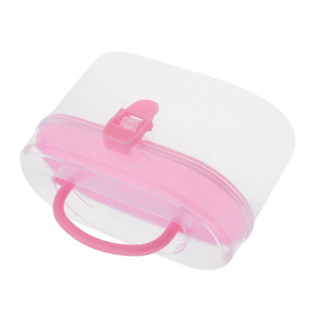 Double Layered Plastic Empty Storage Jewelry Beads Container Case Clear Pink