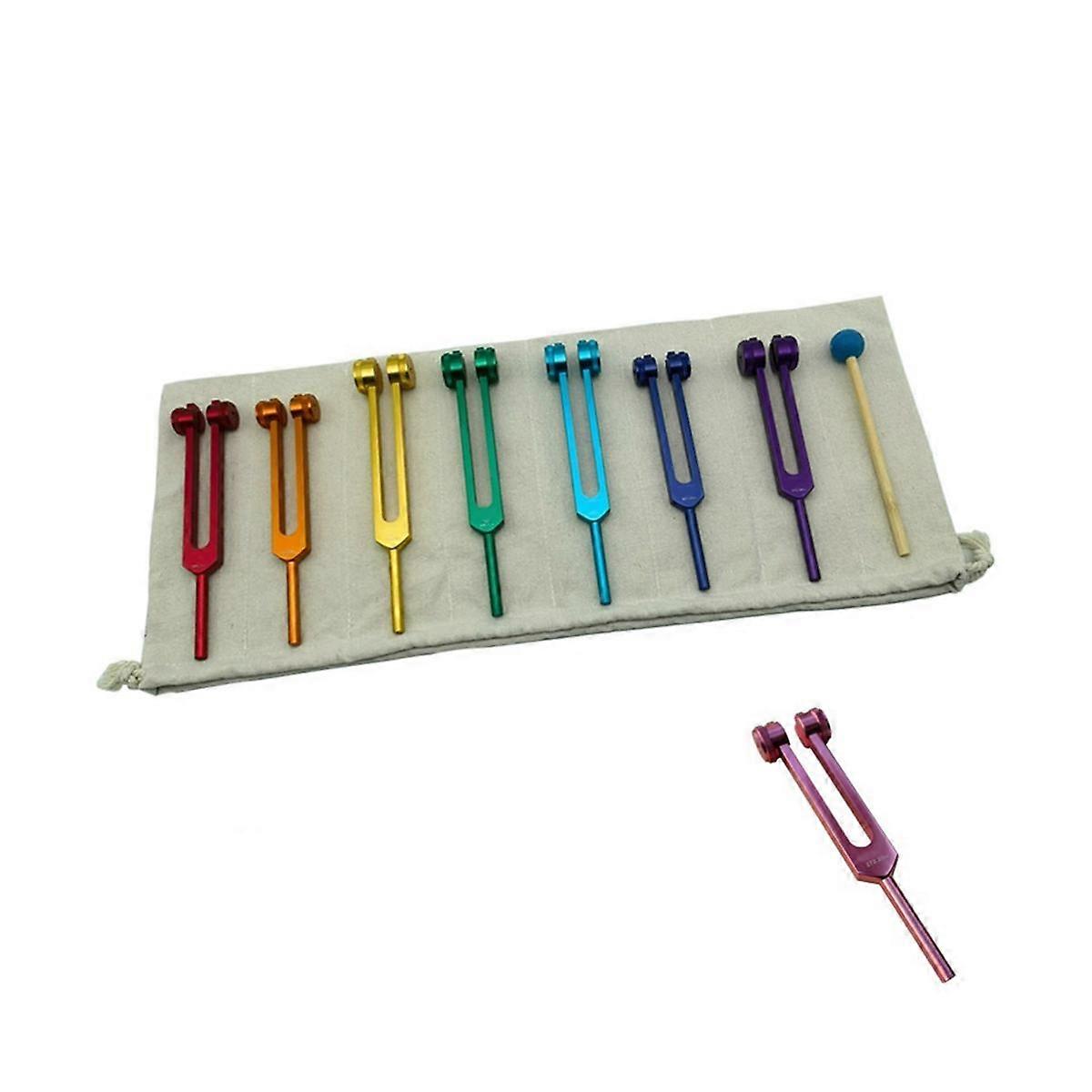 Eight Colored Chakra Tuning Forks Set for Healing, Sound Healing, Maintaining Perfect Harmony of Bo