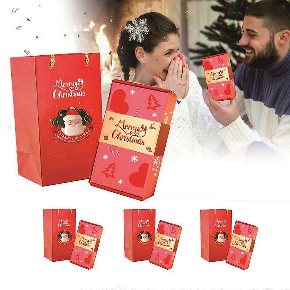 Merry Christmas Surprise Gift Box, Creativity Folding Bouncing Red Envelope Gift Box, Xmas Exploding Pop Up Surprise Box for Gifts