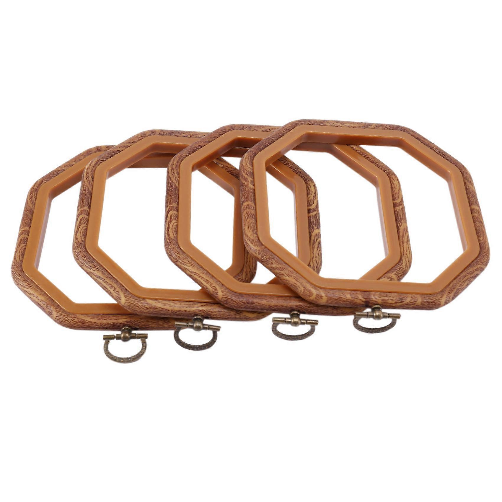 4PCS Octagon Embroidery Hoops Imitated Wood Cross Hoop Set Display Frame for Art Craft Handy Sewing
