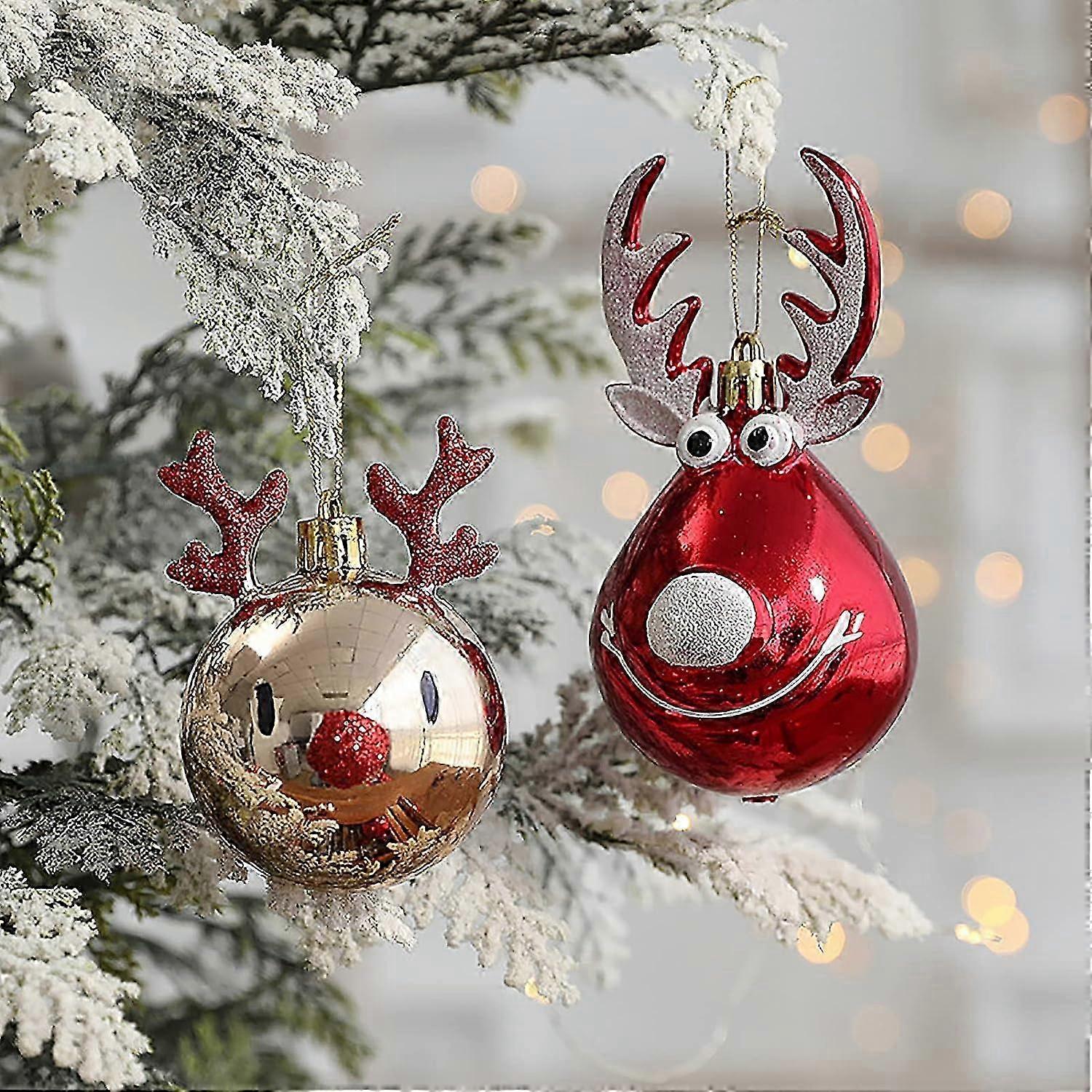 Set of 8 Shatterproof Christmas Balls for the Christmas Tree - Fillable Balls - Gold and Red